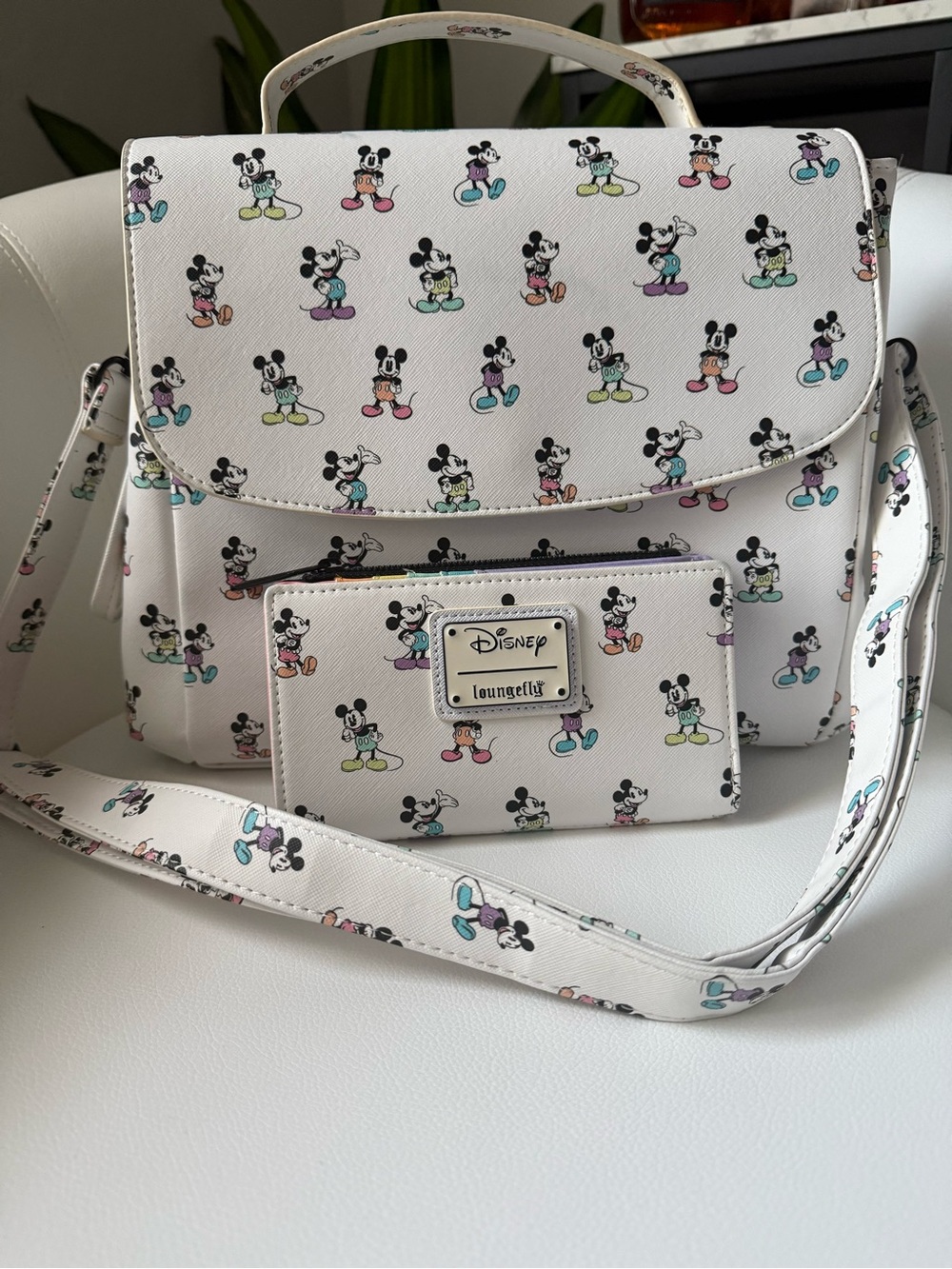 Loungefly Disney Mickey Mouse Pastel Poses Crossbody Bag and Wallet Set